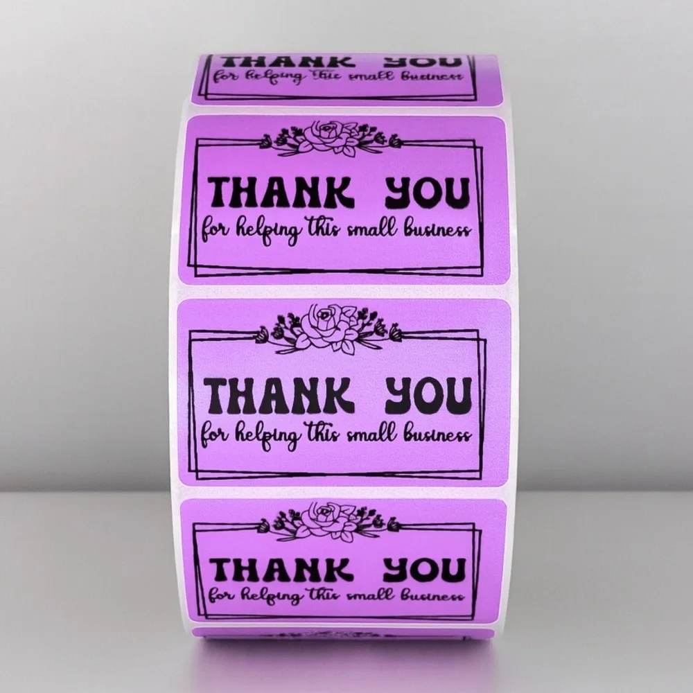 Thank You Small Business Stickers | Mint Green Floral Packaging Labels